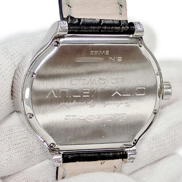 腕時計 ドゥラクール deLaCour シティ ミディアム クオーツ メンズ 純正ダイヤ ブラック デイデイト ムーンフェイズ アラビア