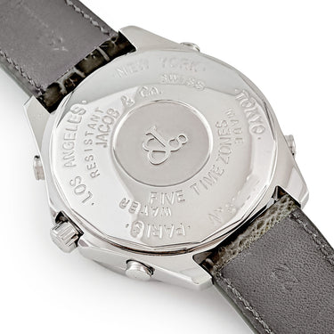腕時計 ジェイコブ JACOB&CO 5タイムゾーン 47mm スカル JC-SKULLD クオーツ メンズ 純正ダイヤ パヴェ GMT 骸骨 ドクロ