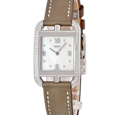 腕時計 エルメス HERMES ケープコッド PM CC1.232 CC1.232.290/SW18-I クオーツ レディース 純正ダイヤ ホワイト シェル スクエア