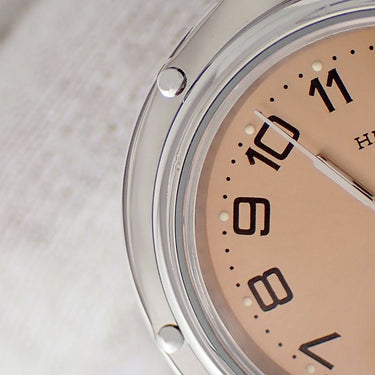 腕時計 エルメス HERMES クリッパー CL4.210 CL4.210.431/3758 クオーツ レディース サーモン ピンク オレンジ デイト アラビア