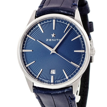 腕時計 ゼニス ZENITH エリート クラシック 03.3100.670/02.C922 自動巻き メンズ 未使用 ブルー デイト バー サンビーム