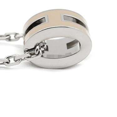 エルメス HERMES ポップアッシュ ミニ ペンダント マロングラッセ×シルバー メタル ラッカー ネックレス 薄茶 Hモチーフ 新品 未使用
