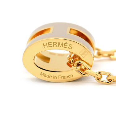 エルメス HERMES ポップアッシュ ミニ ペンダント マロングラッセ×ゴールド GP ラッカー ネックレス 薄茶 Hモチーフ 新品 未使用