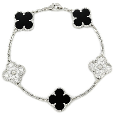 ヴァンクリーフアーペル Van Cleef & Arpels ヴィンテージ アルハンブラ 5モチーフ ダイヤ VCARP2R900 ブラック×ホワイトゴールド K18WG オニキス ダイヤモンド ブレスレット 750WG 18K