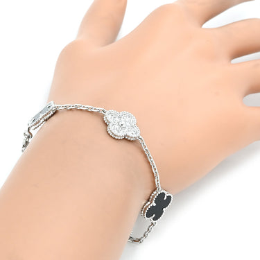 ヴァンクリーフアーペル Van Cleef & Arpels ヴィンテージ アルハンブラ 5モチーフ ダイヤ VCARP2R900 ブラック×ホワイトゴールド K18WG オニキス ダイヤモンド ブレスレット 750WG 18K