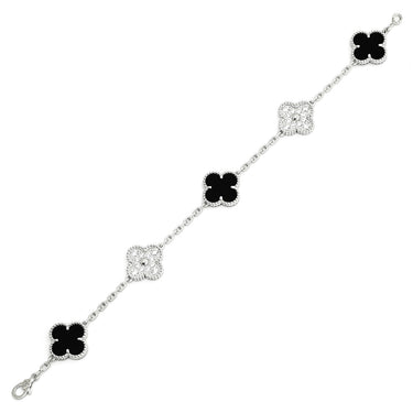 ヴァンクリーフアーペル Van Cleef & Arpels ヴィンテージ アルハンブラ 5モチーフ ダイヤ VCARP2R900 ブラック×ホワイトゴールド K18WG オニキス ダイヤモンド ブレスレット 750WG 18K