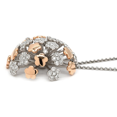 キメント CHIMENTO フラワーモチーフ ダイヤ ペンダント ピンクゴールド×ホワイトゴールド K18PG K18WG ネックレス 18K 750 PG WG ドーム型