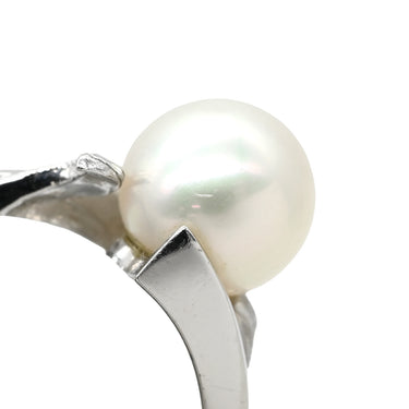 ミキモト MIKIMOTO あこやパール 8.3mm パールホワイトXプラチナシルバー Pt900 パール リング 指輪 真珠 1粒 白 ラウンドシェイプ プラチナ900 17号