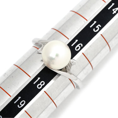 ミキモト MIKIMOTO あこやパール 8.3mm パールホワイトXプラチナシルバー Pt900 パール リング 指輪 真珠 1粒 白 ラウンドシェイプ プラチナ900 17号