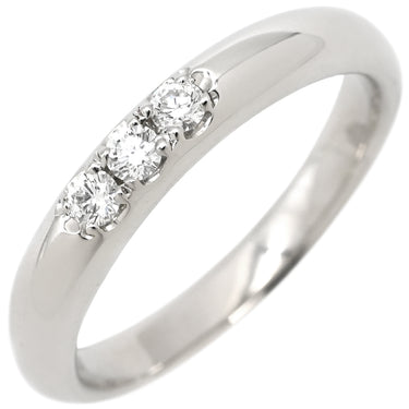 ミキモト MIKIMOTO ダイヤ 0.10ct バンドリング プラチナシルバー Pt950 ダイヤモンド リング 指輪 プラチナ 一文字 3Pダイヤ 甲丸 8号