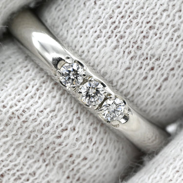 ミキモト MIKIMOTO ダイヤ 0.10ct プラチナシルバー Pt950 ダイヤモンド リング 指輪 プラチナ 一文字 3Pダイヤ 9号