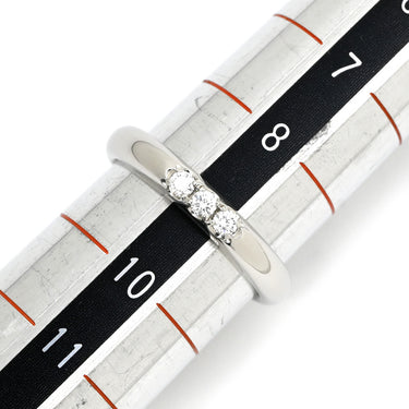 ミキモト MIKIMOTO ダイヤ 0.10ct プラチナシルバー Pt950 ダイヤモンド リング 指輪 プラチナ 一文字 3Pダイヤ 9号