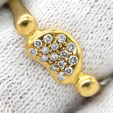 ティファニー Tiffany & Co ビーン パヴェダイヤ イエローゴールド K18YG ダイヤモンド リング 指輪 T＆Co. 18K AU750 YG エルサペレッティ 15石 10号