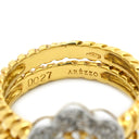 アレッツォ Arezzo フラワーモチーフ ダイヤリング イエローゴールド×ホワイトゴールド K18YG K18WG ダイヤモンド リング 指輪 18K 750 YG WG コンビ 花 2連 11.5号