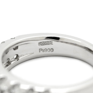 ノンブランド NON BRAND パヴェダイヤ 一文字リング プラチナシルバー Pt900 ダイヤモンド リング 指輪 プラチナ900 2列 20石 ラウンドブリリアント CHRISTIE 11号