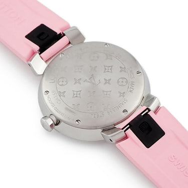 腕時計 ルイヴィトン LOUIS VUITTON タンブール スリム MM レインボー QA159 クオーツ レディース OH済 モノグラム ギョーシェ カラフル