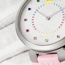 腕時計 ルイヴィトン LOUIS VUITTON タンブール スリム MM レインボー QA159 クオーツ レディース OH済 モノグラム ギョーシェ カラフル