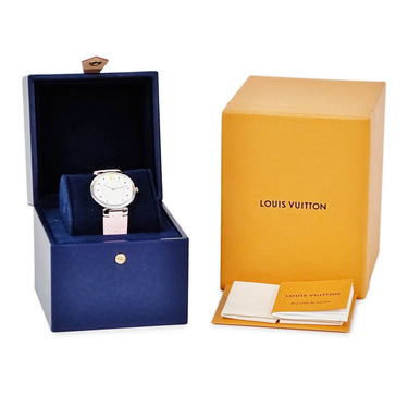 腕時計 ルイヴィトン LOUIS VUITTON タンブール スリム MM レインボー QA159 クオーツ レディース OH済 モノグラム ギョーシェ カラフル