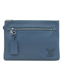 ルイヴィトン LOUIS VUITTON LVアエログラム ポシェット IPAD M81029 ブルー グレインカーフレザー クラッチバッグ シルバー金具 青 クラッチ