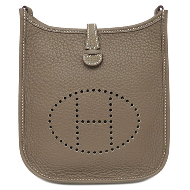 エルメス HERMES エヴリン TPM 16 ロング アマゾン エトゥープ×ブルーインディゴ トリヨンクレマンス ショルダーバッグ シルバー金具 グレージュ 紺 エブリン