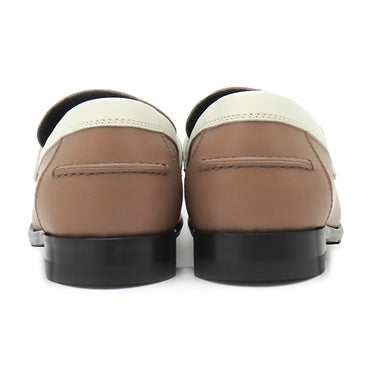 エルメス HERMES デスタン H212114Z ベージュ×ブラウン カーフ #35 1/2 ローファー シルバー金具 ケリーバックル トリコロール