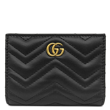 グッチ GUCCI GGマーモント コンパクトウォレット 773427 ブラック レザー 二つ折り財布 ヴィンテージ金具 黒 キルティング 小銭入れ