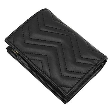 グッチ GUCCI GGマーモント コンパクトウォレット 773427 ブラック レザー 二つ折り財布 ヴィンテージ金具 黒 キルティング 小銭入れ