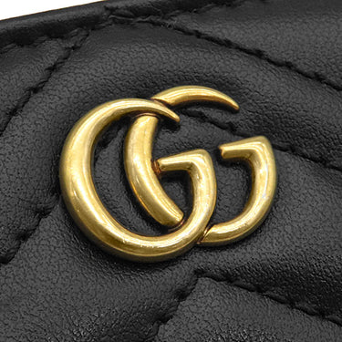グッチ GUCCI GGマーモント コンパクトウォレット 773427 ブラック レザー 二つ折り財布 ヴィンテージ金具 黒 キルティング 小銭入れ