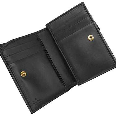 グッチ GUCCI GGマーモント コンパクトウォレット 773427 ブラック レザー 二つ折り財布 ヴィンテージ金具 黒 キルティング 小銭入れ