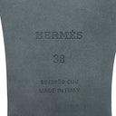 エルメス HERMES オラン H261202Z ブルークレール デニム レザー #38 サンダル 新品 未使用 フリンジ H型 フラットサンダル