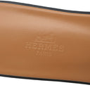 エルメス HERMES オラン H261202Z ブルークレール デニム レザー #38 サンダル 新品 未使用 フリンジ H型 フラットサンダル
