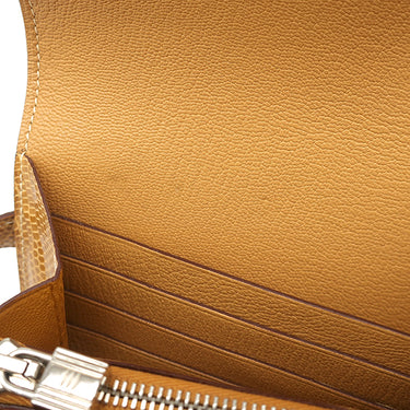 エルメス HERMES ケリーウォレット ロング イエロー系 リザード 長財布 シルバー金具