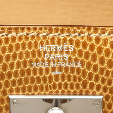 エルメス HERMES ケリーウォレット ロング イエロー系 リザード 長財布 シルバー金具