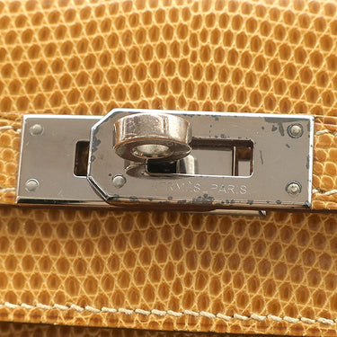 エルメス HERMES ケリーウォレット ロング イエロー系 リザード 長財布 シルバー金具