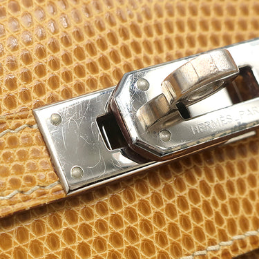 エルメス HERMES ケリーウォレット ロング イエロー系 リザード 長財布 シルバー金具
