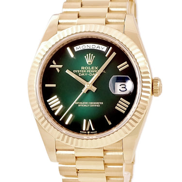 腕時計 ロレックス ROLEX デイデイト 40 228238 ランダム番 自動巻き メンズ メーカーOH済 ランダム番 K18YG無垢 グリーン オンブレ ローマン