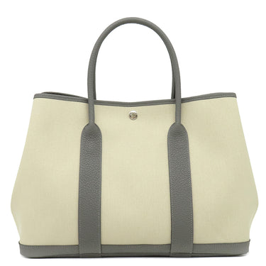 エルメス HERMES ガーデンパーティー PM 36 エクリュ×グリメイヤー トワルアッシュ ネゴンダ トートバッグ シルバー金具
