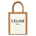 セリーヌ CELINE ミニ バーティカル カバ 193302 ナチュラル×タン キャンバス レザー 2WAYバッグ ゴールド金具 アイボリー 茶 ハンドバッグ ショルダー
