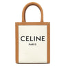 セリーヌ CELINE ミニ バーティカル カバ 193302 ナチュラル×タン キャンバス レザー 2WAYバッグ ゴールド金具 アイボリー 茶 ハンドバッグ ショルダー