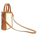 セリーヌ CELINE ミニ バーティカル カバ 193302 ナチュラル×タン キャンバス レザー 2WAYバッグ ゴールド金具 アイボリー 茶 ハンドバッグ ショルダー