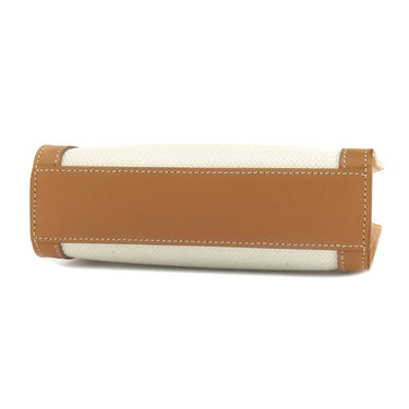 セリーヌ CELINE ミニ バーティカル カバ 193302 ナチュラル×タン キャンバス レザー 2WAYバッグ ゴールド金具 アイボリー 茶 ハンドバッグ ショルダー