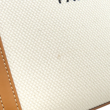 セリーヌ CELINE ミニ バーティカル カバ 193302 ナチュラル×タン キャンバス レザー 2WAYバッグ ゴールド金具 アイボリー 茶 ハンドバッグ ショルダー