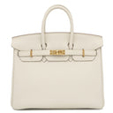 エルメス HERMES バーキン25 クレ トゴ ハンドバッグ ゴールド金具 オフホワイト