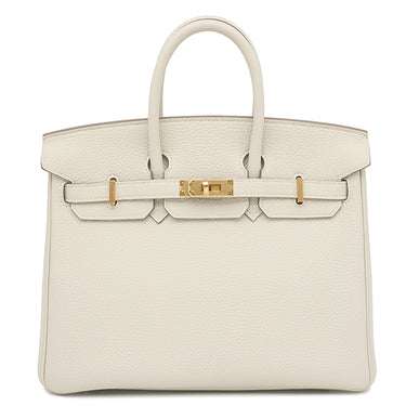 エルメス HERMES バーキン25 クレ トゴ ハンドバッグ ゴールド金具 オフホワイト