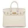 エルメス HERMES バーキン25 クレ トゴ ハンドバッグ ゴールド金具 オフホワイト
