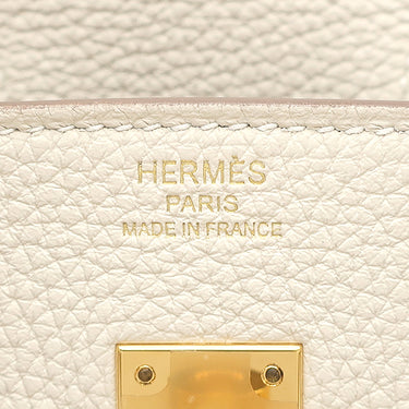 エルメス HERMES バーキン25 クレ トゴ ハンドバッグ ゴールド金具 オフホワイト