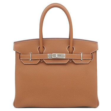 エルメス HERMES バーキン30 ゴールド トゴ ハンドバッグ シルバー金具 茶