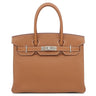 エルメス HERMES バーキン30 ゴールド トゴ ハンドバッグ シルバー金具 茶