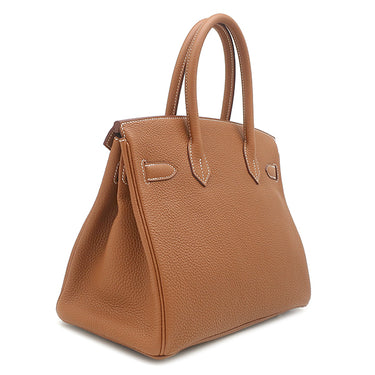 エルメス HERMES バーキン30 ゴールド トゴ ハンドバッグ シルバー金具 茶