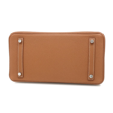 エルメス HERMES バーキン30 ゴールド トゴ ハンドバッグ シルバー金具 茶